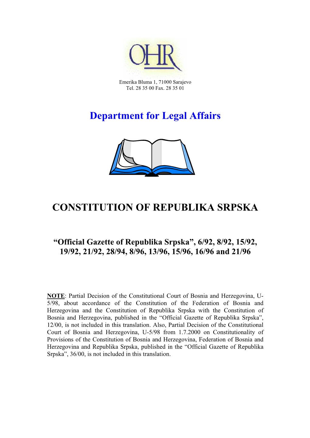Constitution of the Republika Srpska