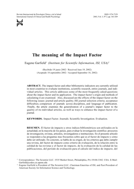 The Meaning of the Impact Factor