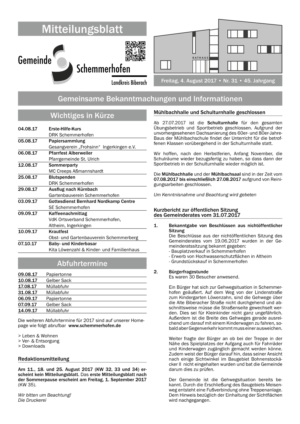 Mitteilungsblatt Nr. 31