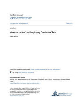 Measurement of the Respiratory Quotient of Peat