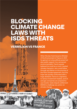 Blocking Climate Change Laws with Isds Threats