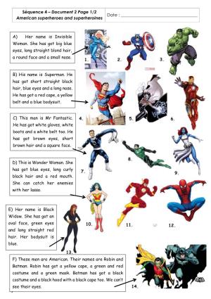 13. 1) Séquence 4 – Document 2 Page 1/2 American Superheroes and Superheroines Date : C)
