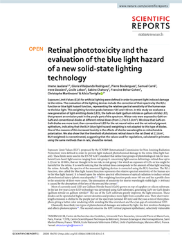 Retinal Phototoxicity and the Evaluation of the Blue Light Hazard of a New Solid-State Lighting Technology
