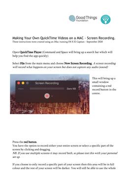 Making Your Own Quicktime Videos on a MAC - Screen Recording