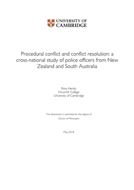 Procedural Conflict and Conflict Resolution: a Cross-National Study of Police Officers from New Zealand and South Australia