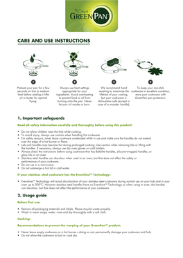 CARE and USE INSTRUCTIONS Recommendations for Oven Use: Check Which Diameter of Pot Or Pan Is Suitable for Which Burner