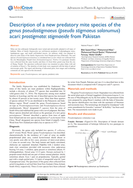 (Pseudo Stigmaeus Solanumus) Acari: Prostigmata: Stigmaeide from Pakistan