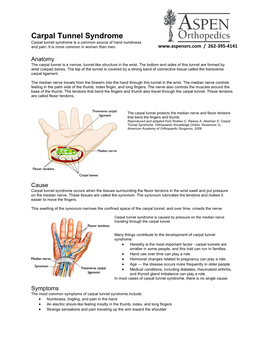 Carpal Tunnel Syndrome Carpal Tunnel Syndrome Is a Common Source of Hand Numbness and Pain