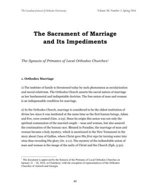 The Sacrament of Marriage and Its Impediments
