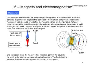 5 – Magnets and Electromagnetismphy167 Spring 2021