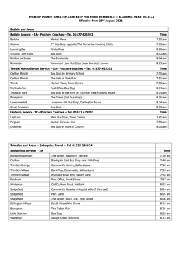 College Bus Timetable – 2021/22