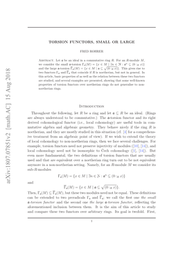 Torsion Functors, Small Or Large