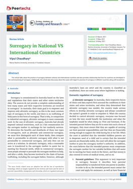 Surrogacy in National VS International Countries
