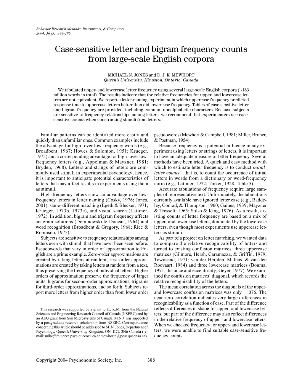 Case-Sensitive Letter and Bigram Frequency Counts from Large-Scale English Corpora