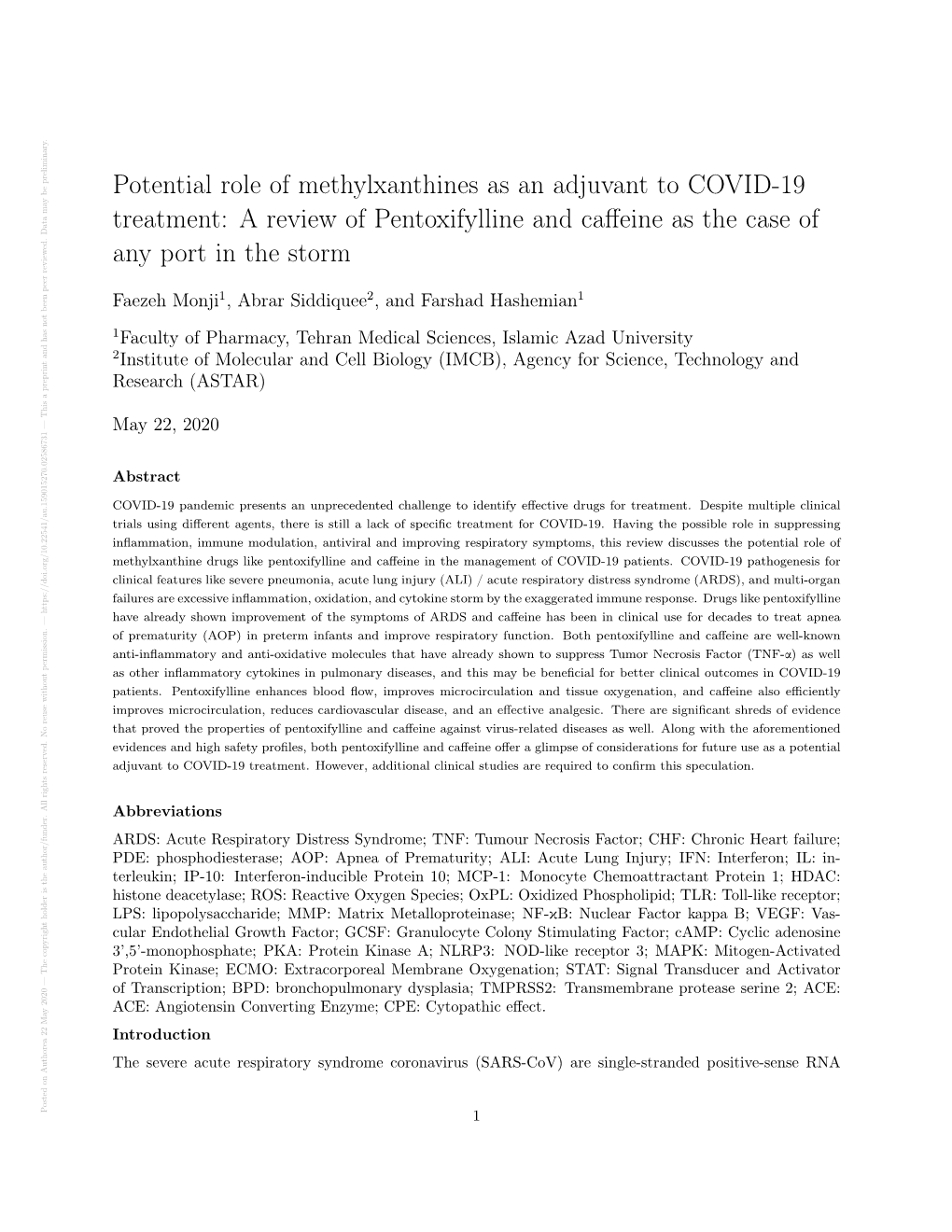 Potential Role of Methylxanthines As an Adjuvant to COVID-19 Treatment