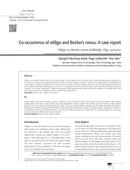 Co-Occurrence of Vitiligo and Becker's Nevus: a Case Report