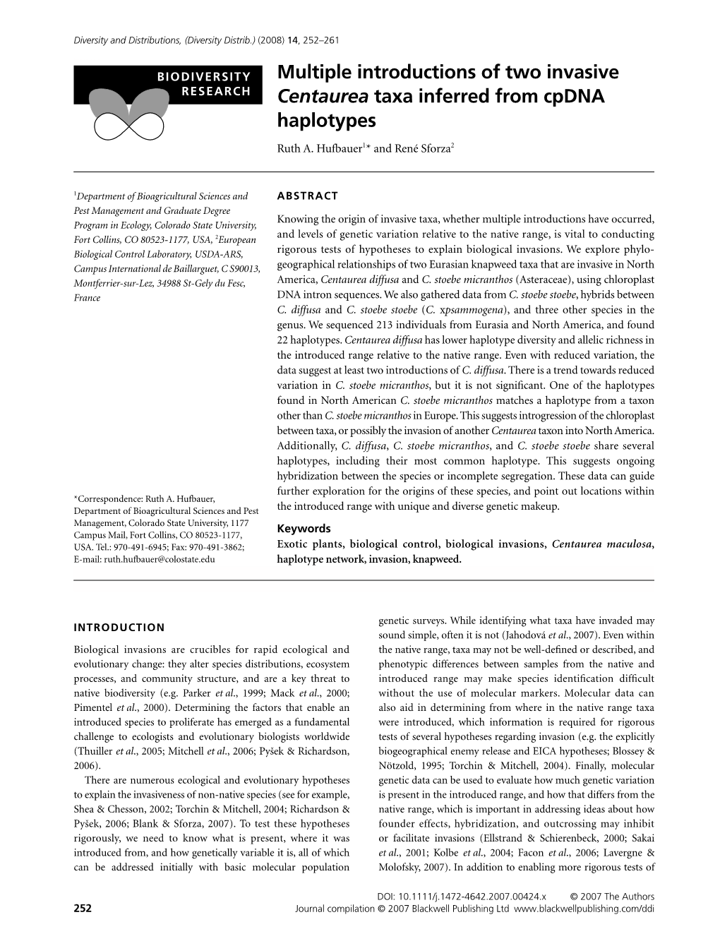 Multiple Introductions of Two Invasive Centaurea Taxa Inferred