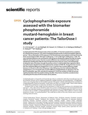 Cyclophosphamide Exposure Assessed with the Biomarker Phosphoramide Mustard‑Hemoglobin in Breast Cancer Patients: the Tailordose I Study S
