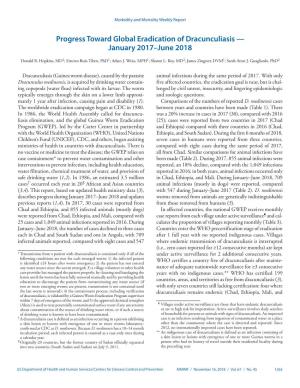 Progress Toward Global Eradication of Dracunculiasis — January 2017–June 2018
