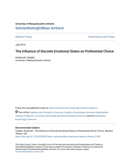 The Influence of Discrete Emotional States on Preferential Choice