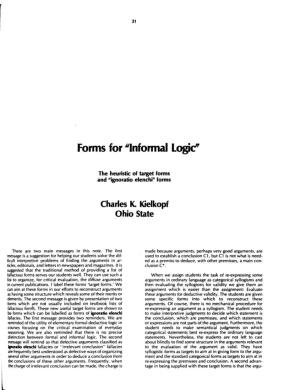 Forms for "Informal Logic"