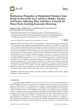 Biochemical Properties of Polyphenol Oxidases from Ready-To-Eat Lentil