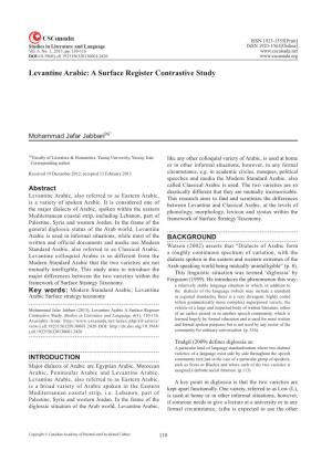 Levantine Arabic: a Surface Register Contrastive Study