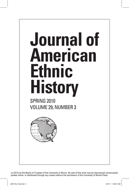 Journal of American Ethnic History SPRING 2010 VOLUME 29, NUMBER 3