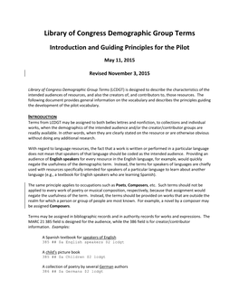 Introduction and Guiding Principles for the LCDGT Pilot: Revised