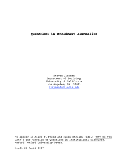 Journalistic Questioning