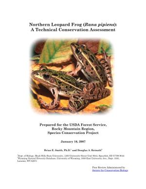 Northern Leopard Frog (Rana Pipiens): a Technical Conservation Assessment
