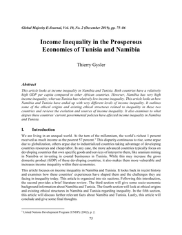 Income Inequality in the Prosperous Economies of Tunisia and Namibia