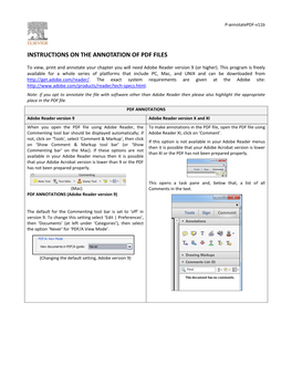 Instructions on the Annotation of Pdf Files
