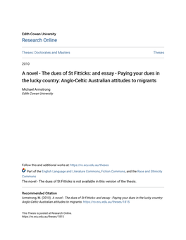 Anglo-Celtic Australian Attitudes to Migrants