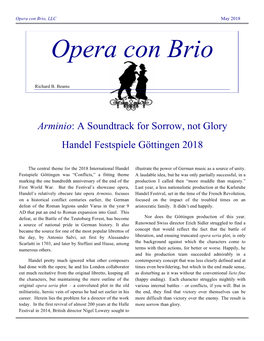 Arminio: a Soundtrack for Sorrow, Not Glory Handel Festspiele Göttingen 2018