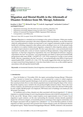 Migration and Mental Health in the Aftermath of Disaster: Evidence from Mt
