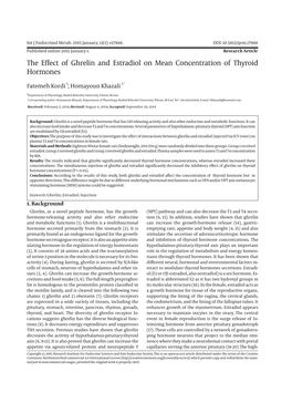 The Effect of Ghrelin and Estradiol on Mean Concentration of Thyroid Hormones