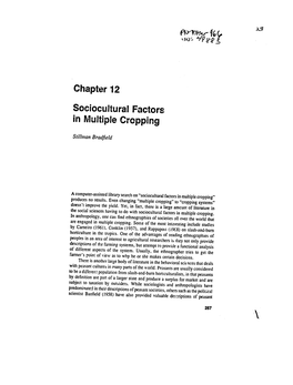 Chapter 12 Sociocultural Factors in Multiple Cropping