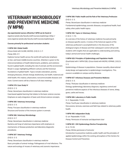 Veterinary Microbiology and Preventive Medicine (V MPM) 1