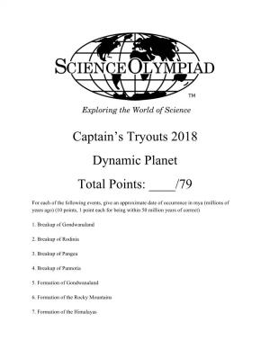 Captain's​​Tryouts​​2018 Dynamic​​Planet Total​​Points:​​___/79