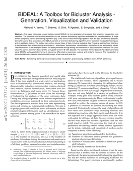 BIDEAL: a Toolbox for Bicluster Analysis - Generation, Visualization and Validation