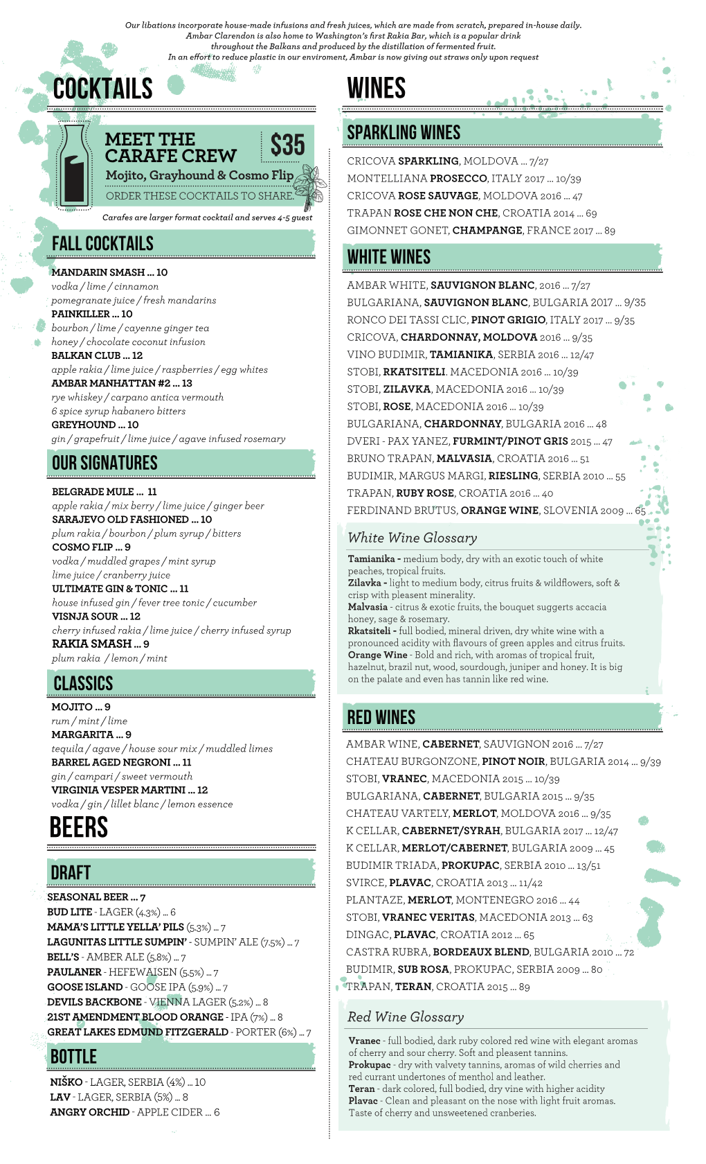 Drink-Menu CARAF