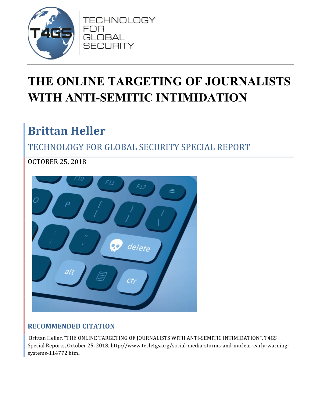 The Online Targeting of Journalists with Anti-Semitic Intimidation