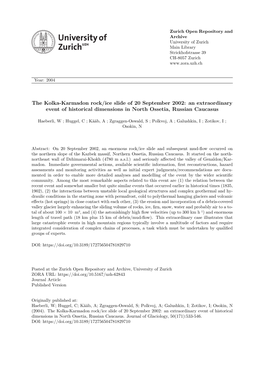 The Kolka-Karmadon Rock/Ice Slide of 20 September 2002: an Extraordinary Event of Historical Dimensions in North Ossetia, Russian Caucasus