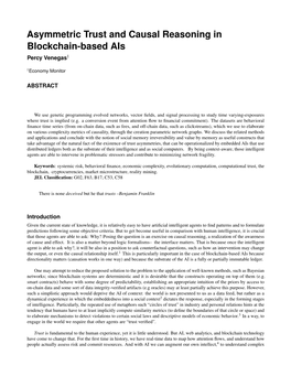 Asymmetric Trust and Causal Reasoning in Blockchain-Based Ais Percy Venegas1