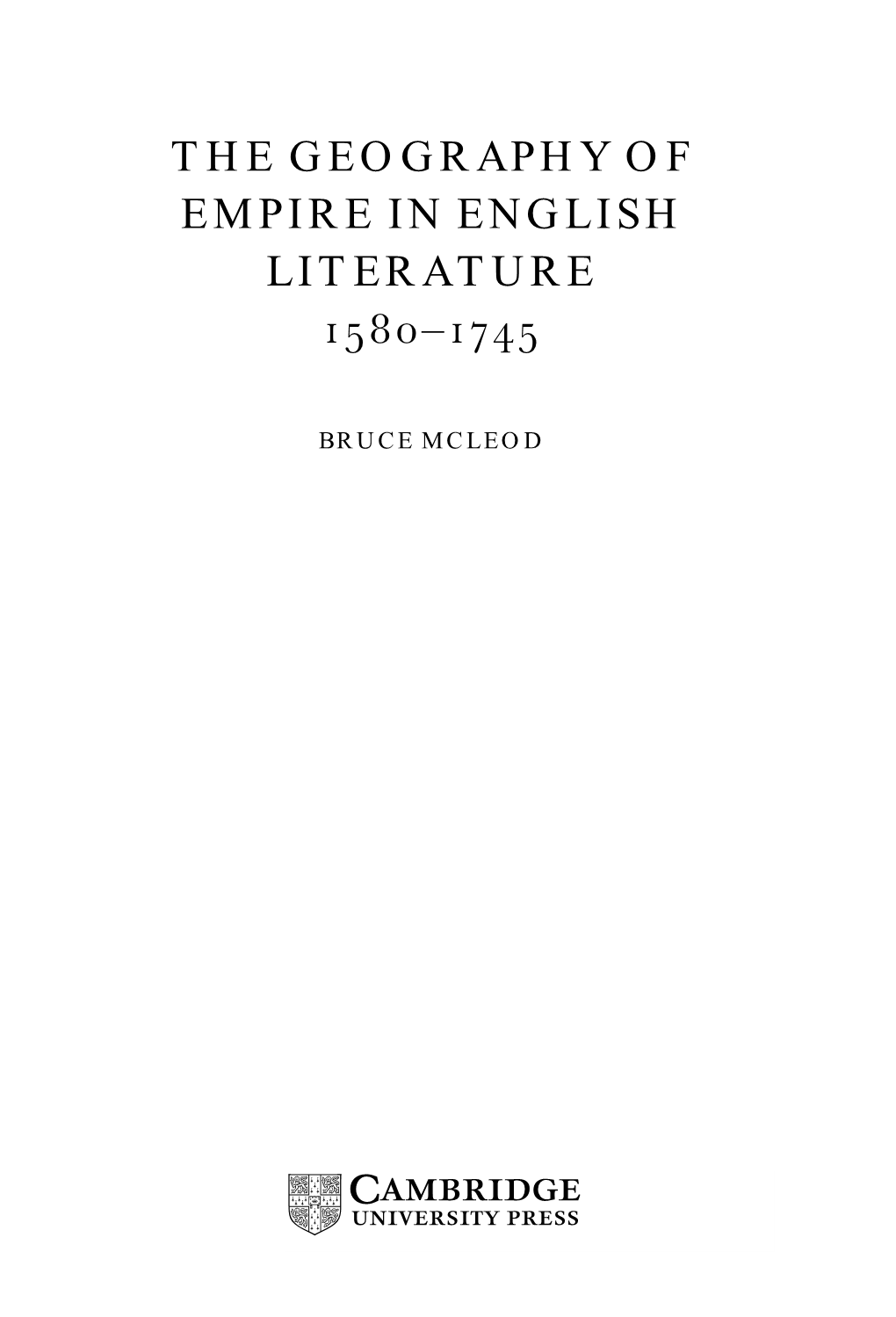 The Geography of Empire in English Literature –