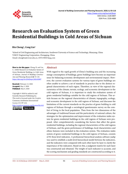Research on Evaluation System of Green Residential Buildings in Cold Areas of Sichuan