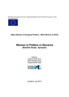 Women in Politics in Slovenia Baseline Study - Synopsis