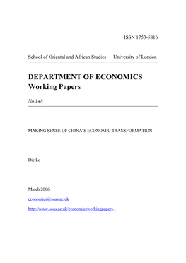 DEPARTMENT of ECONOMICS Working Papers