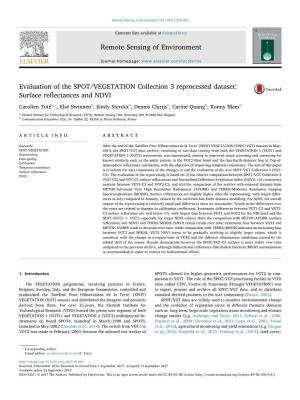 Evaluation of the SPOT/VEGETATION Collection 3 Reprocessed Dataset: MARK Surface Reﬂectances and NDVI